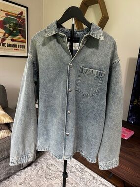 Purple Brand Denim Overshirt Jacket M Fits Large Oversized Light Wash
